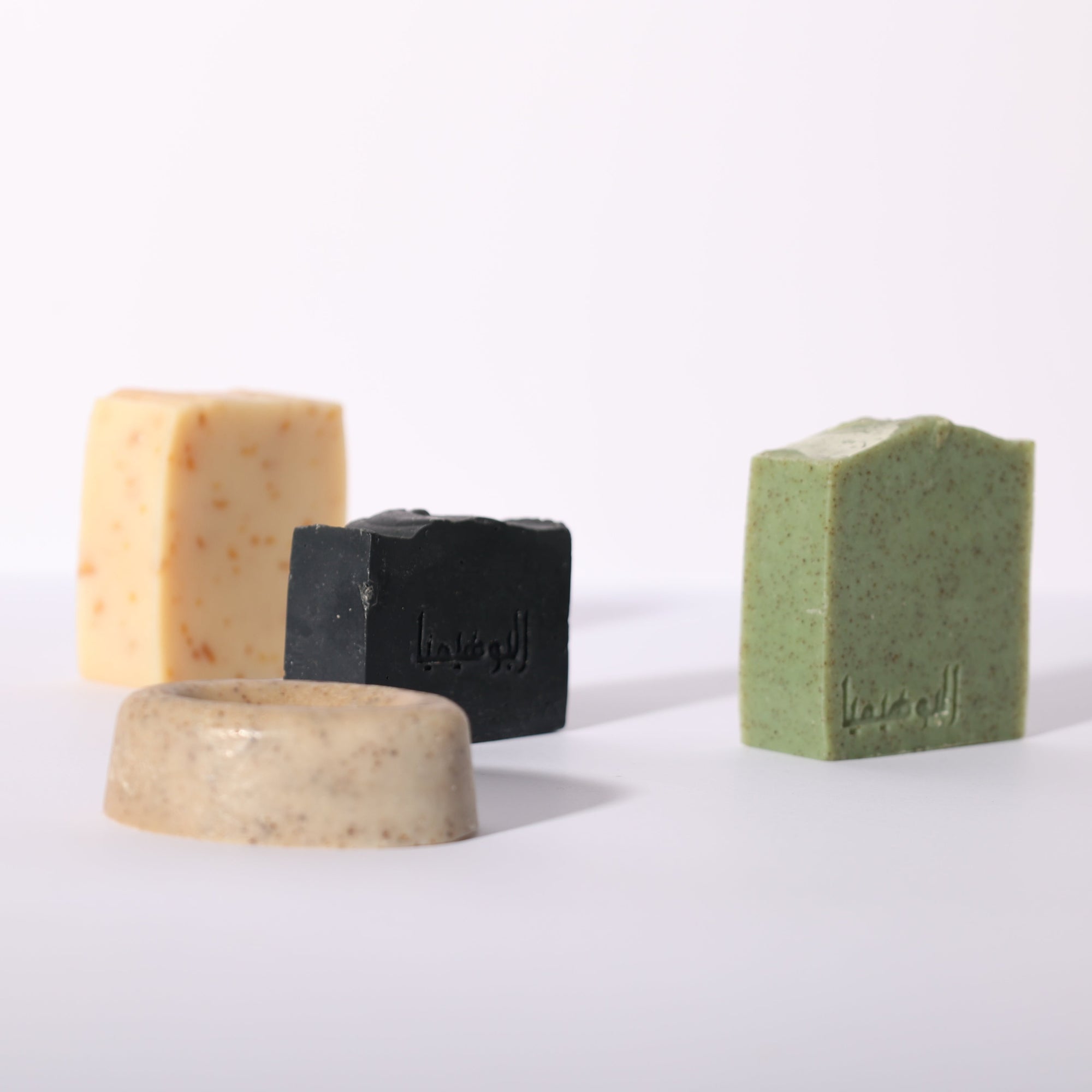 Exfoliating and moisturizing soap bar collection with plant-based ingredients