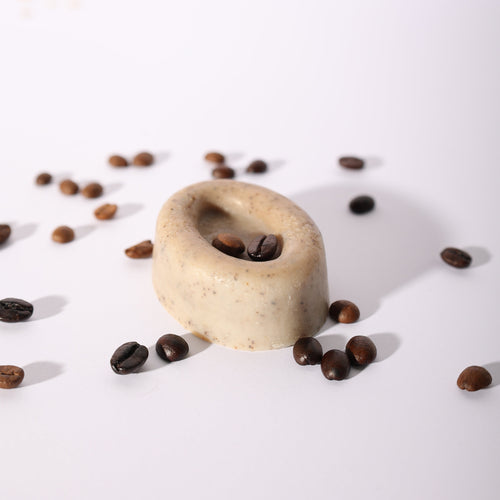 Handmade exfoliating coffee scrub soap with natural ingredients